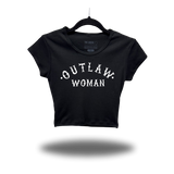 OUTLAW WOMAN CAP SLEEVE BABY RIB CROP TOP
