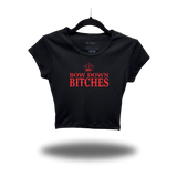 BOW DOWN CAP SLEEVE BABY RIB CROP TOP