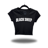 BLACK SHEEP CAP SLEEVE BABY RIB CROP TOP