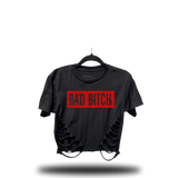 BAD BITCH ROAD RASH FRONT SLASH CROP TOP