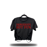 DANGEROUS BUT FUN ROAD RASH FRONT SLASH CROP TOP