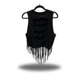 ROAD RASH WESTERN FRINGE BLACK CROP TANK TOP