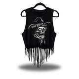 GIVE 'EM HELL WESTERN FRINGE CROP TANK TOP