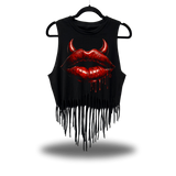 DEVIL LIPS WESTERN FRINGE CROP TANK TOP