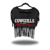 COWGIRLS HAVE MORE FUN WESTERN FRINGE CROP TOP