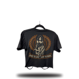LIVE TO RIDE ROAD RASH FRONT SLASH CROP TOP