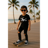 SKULL & CROSSBONES BLACK TEE- YOUTH
