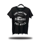 LOVE DON'T PAY ROAD RASH FRINGE BOTTOM TEE