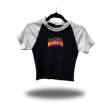 BABYGIRL WHITE SLEEVE RAGLAN CROP TOP