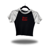 HEART BREAKER WHITE SLEEVE RAGLAN CROP TOP