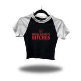 BOW DOWN WHITE SLEEVE RAGLAN CROP TOP