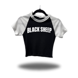 BLACK SHEEP WHITE SLEEVE RAGLAN CROP TOP