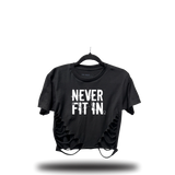 NEVER FIT IN ROAD RASH FRONT SLASH CROP TOP