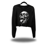 TRIPPY SKULL CROP LONG SLEEVE TEE