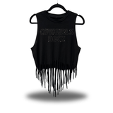 COWGIRLS ROCK WESTERN FRINGE CROP TANK TOP