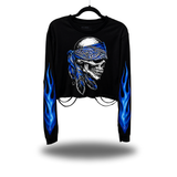 NATIVE BLUE OG ROAD RASH CROP LONG SLEEVE TEE