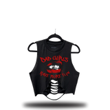 BAD GIRLS HAVE MORE FUN ROAD RASH MID SPINE CROP TOP