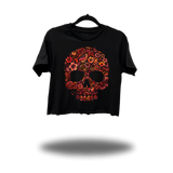 FLOWER SKULL COLOR SKULL CROP TOP