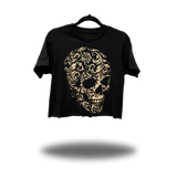 GOLD FILIGREE SKULL CROP TOP
