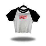 INDEPENDENT BITCH BLACK SLEEVE RAGLAN CROP TOP