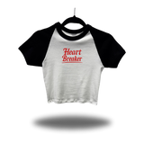 HEART BREAKER BLACK SLEEVE RAGLAN CROP TOP