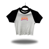 BABYGIRL BLACK SLEEVE RAGLAN CROP TOP