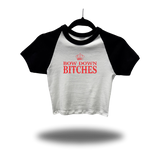 BOW DOWN BLACK SLEEVE RAGLAN CROP TOP