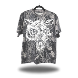 LONE WOLF OVERSIZED GREY WOOD CAMO TEE