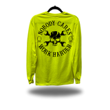 NOBODY CARES SAFETY GREEN LONG SLEEVE TEE