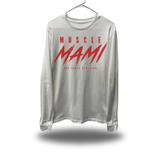 MUSCLE MAMI LONG SLEEVE TEE WHITE