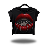 SPIDER RED LIPS MUSCLE CROP TOP