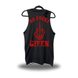 NO FUCKS GIVEN ROAD RASH BLACK TANK TOP *RED*