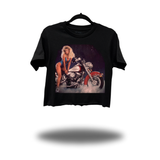 RETRO BIKER BABE PRESS CROP TOP