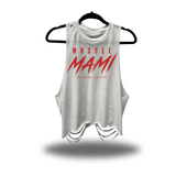 MUSCLE MAMI ROAD RASH CROP TANK TOP WHITE