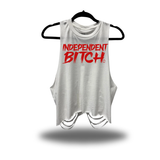 INDEPENDENT BITCH ROAD RASH CROP TANK TOP WHITE
