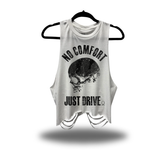JUST DRIVE ROAD RASH WHITE CROP TANK TOP
