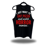EAT PIZZA AND WATCH HORROR CLASSIC BLACK TANK TOP