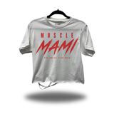 MUSCLE MAMI ROAD RASH CROP TOP WHITE