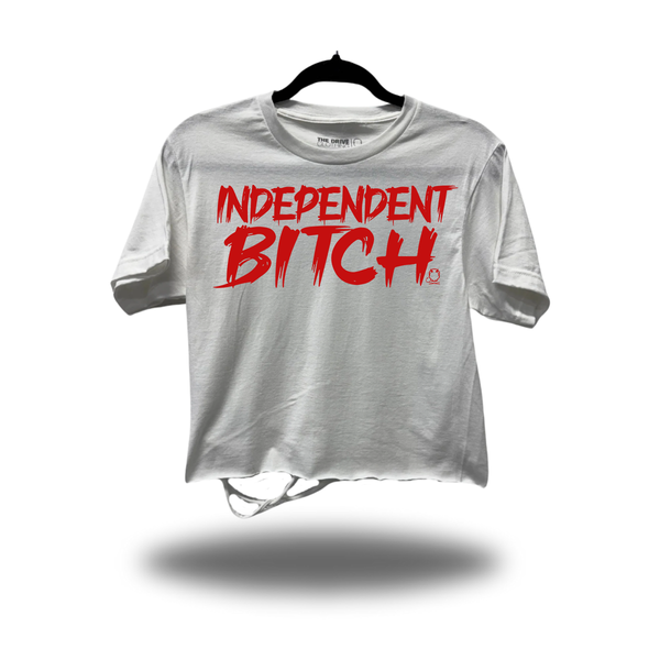 INDEPENDENT BITCH ROAD RASH CROP TOP WHITE