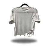 JUST DRIVE WHITE ROAD RASH CROP TOP