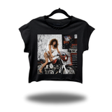 BRUNETTE BIKER BABE MUSCLE CROP TOP
