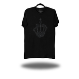 MIDDLE FINGER BLACK RHINESTONES CLASSIC TEE