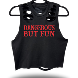 DANGEROUS BUT FUN - ROAD RASH BACK CUT BLACK CROP TANK