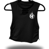 TOMORROW ISNT PROMISED - BRAIDED ROAD RASH BLACK CROP TANK TOP 1.0