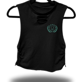 DONT TREAD ON ME - BRAIDED ROAD RASH BLACK CROP TANK TOP