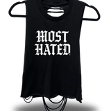 MOST HATED - ROAD RASH RAZOR CUT BLACK CROP TANK