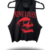 NINE LIVES - ROAD RASH BLACK CROP STRINGER