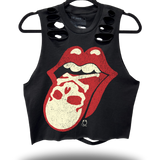 BAD TASTE - ROAD RASH BACK CUT BLACK CROP TANK