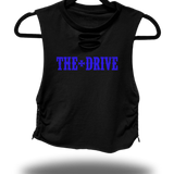 TDC IORN CROSS BRAIDED ROAD RASH BLACK CROP TANK TOP