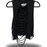 NO FUCKS GIVEN - ROAD RASH RAZOR CUT BLACK CROP TANK